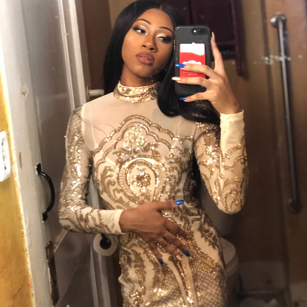 Gold sequin formal dress
